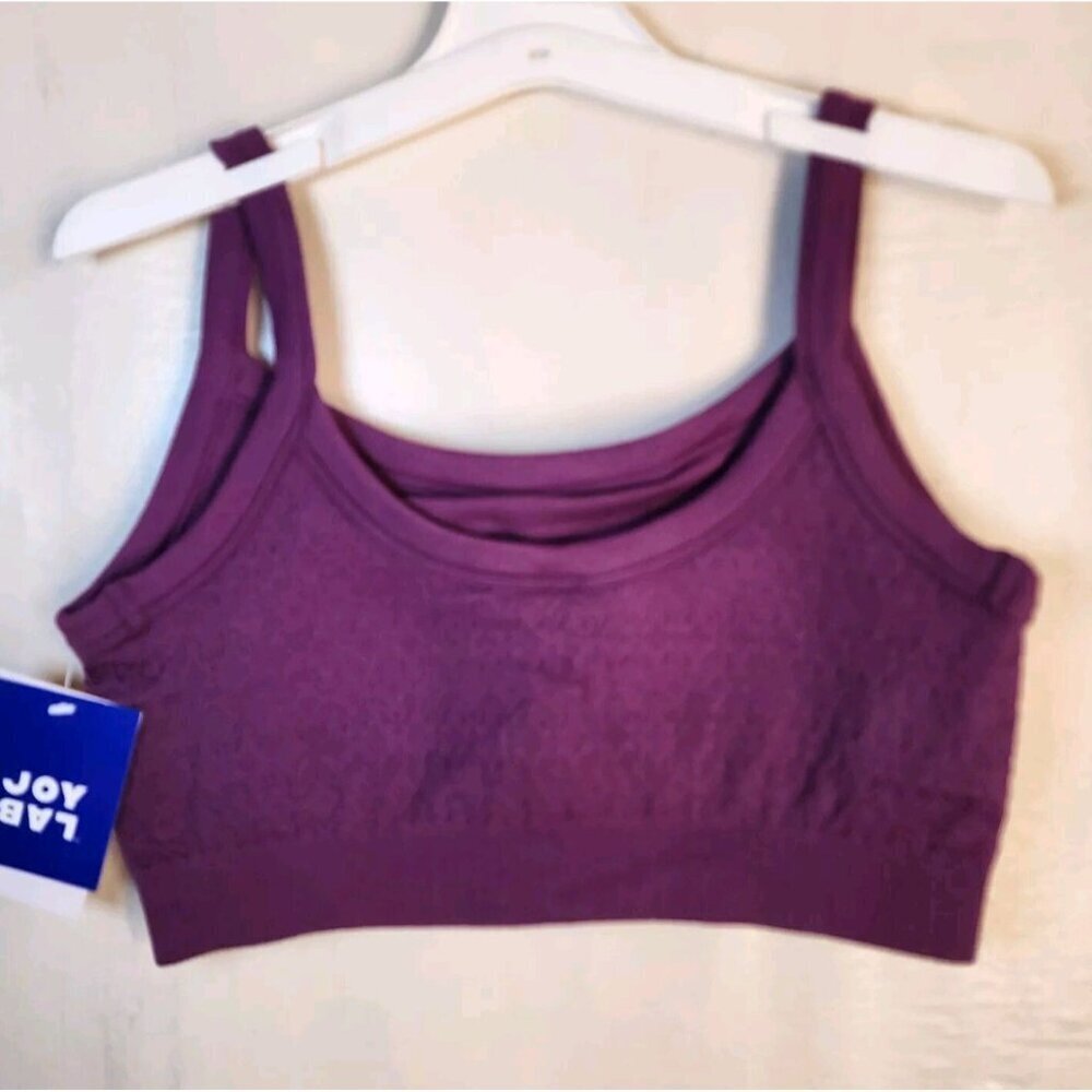 New Joy Lab Women's Purple Round-Neck Lightly Line Pullover Sports Bra Size XS - Picture 3 of 4